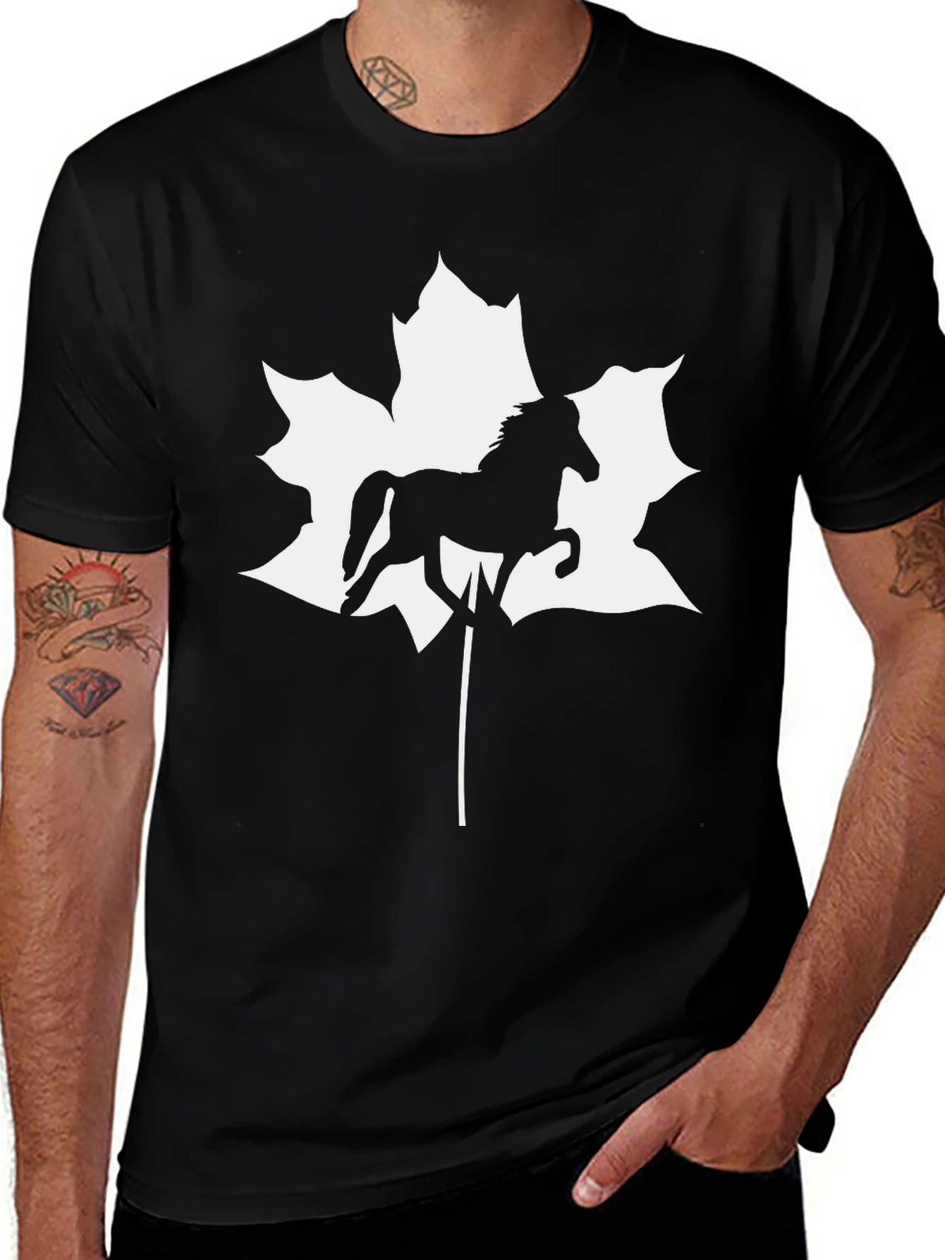 Variant 18 of Horse Maple Leaf Graphic Tee