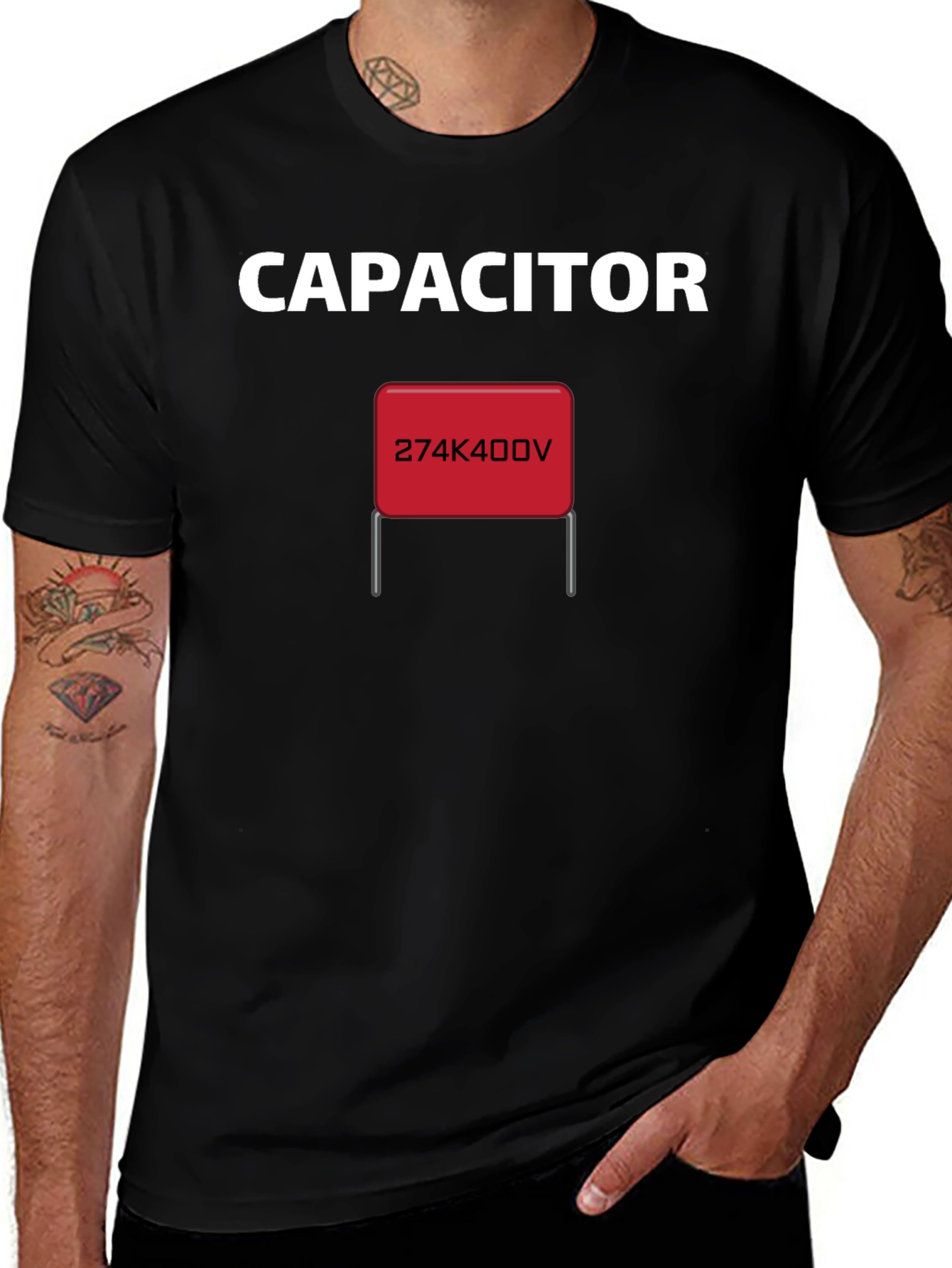 Variant 13 of Capacitor T-Shirt - Electronic Component Tee