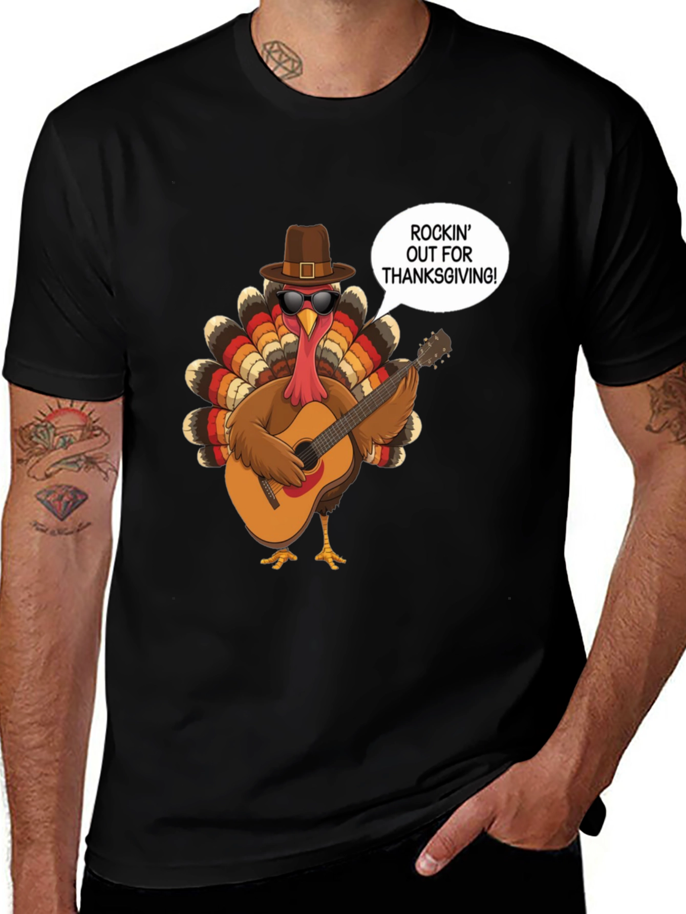 Variant 18 of Rockin' Turkey Thanksgiving Graphic Tee