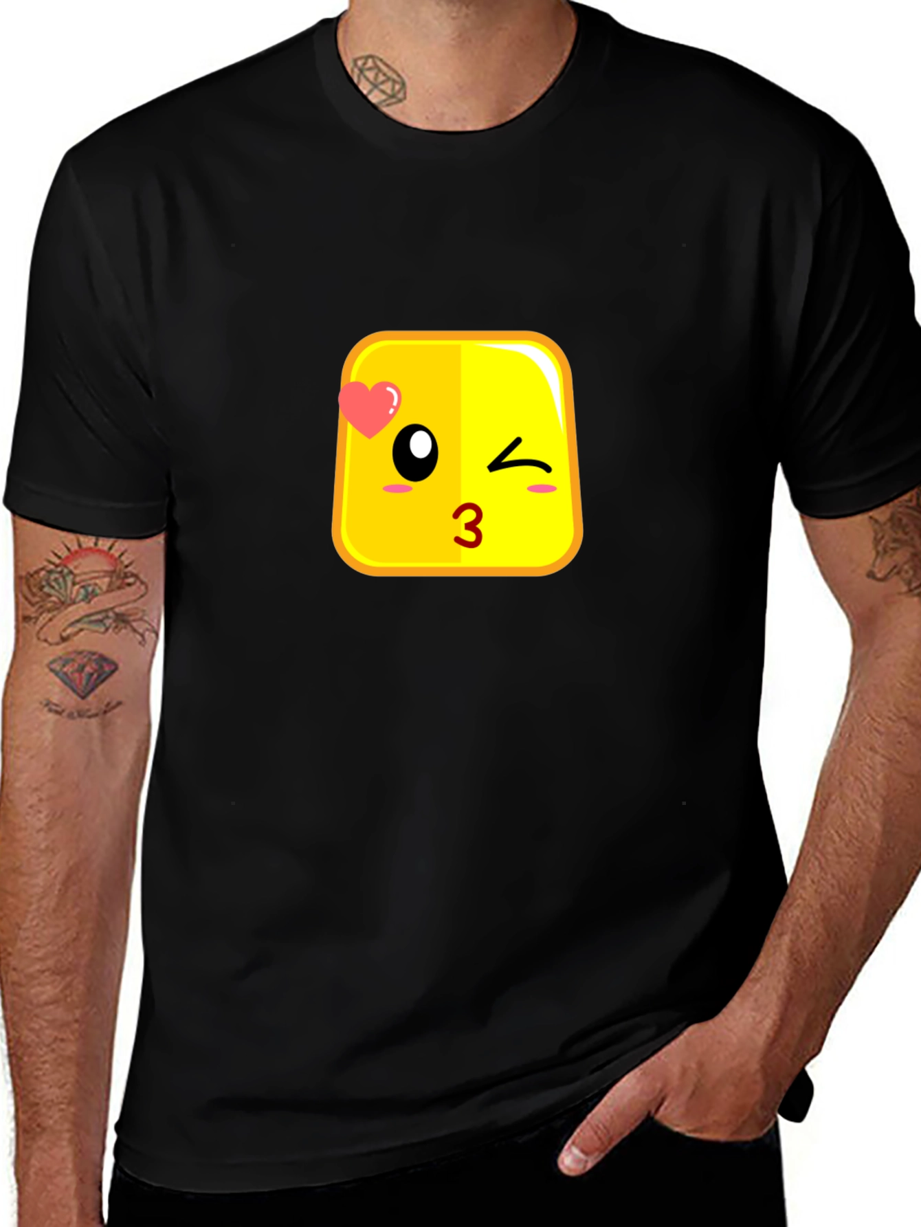 Variant 20 of Emoji Kiss Face Black T-Shirt