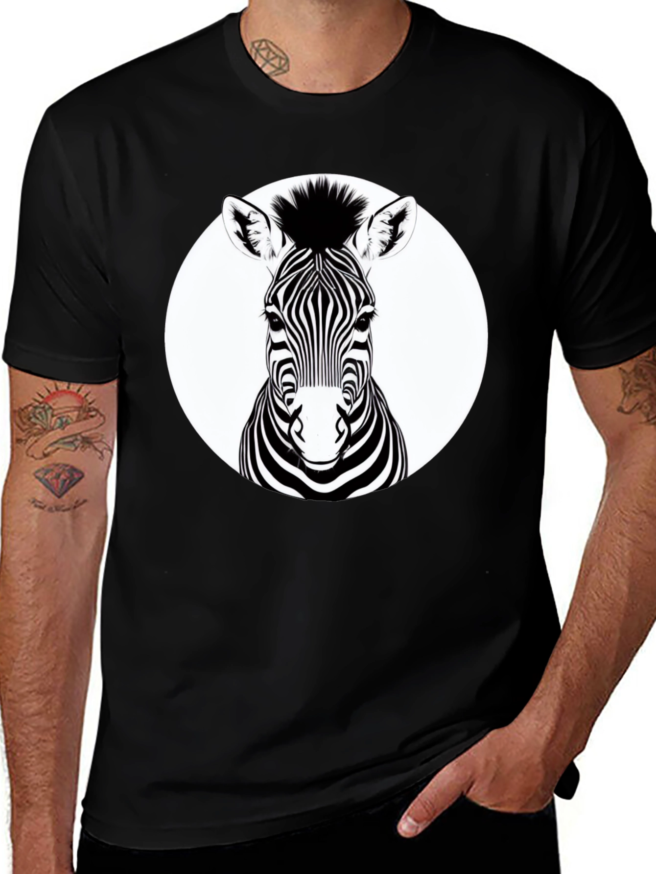 Variant 24 of Zebra Graphic Tee - Black Animal Print T-Shirt