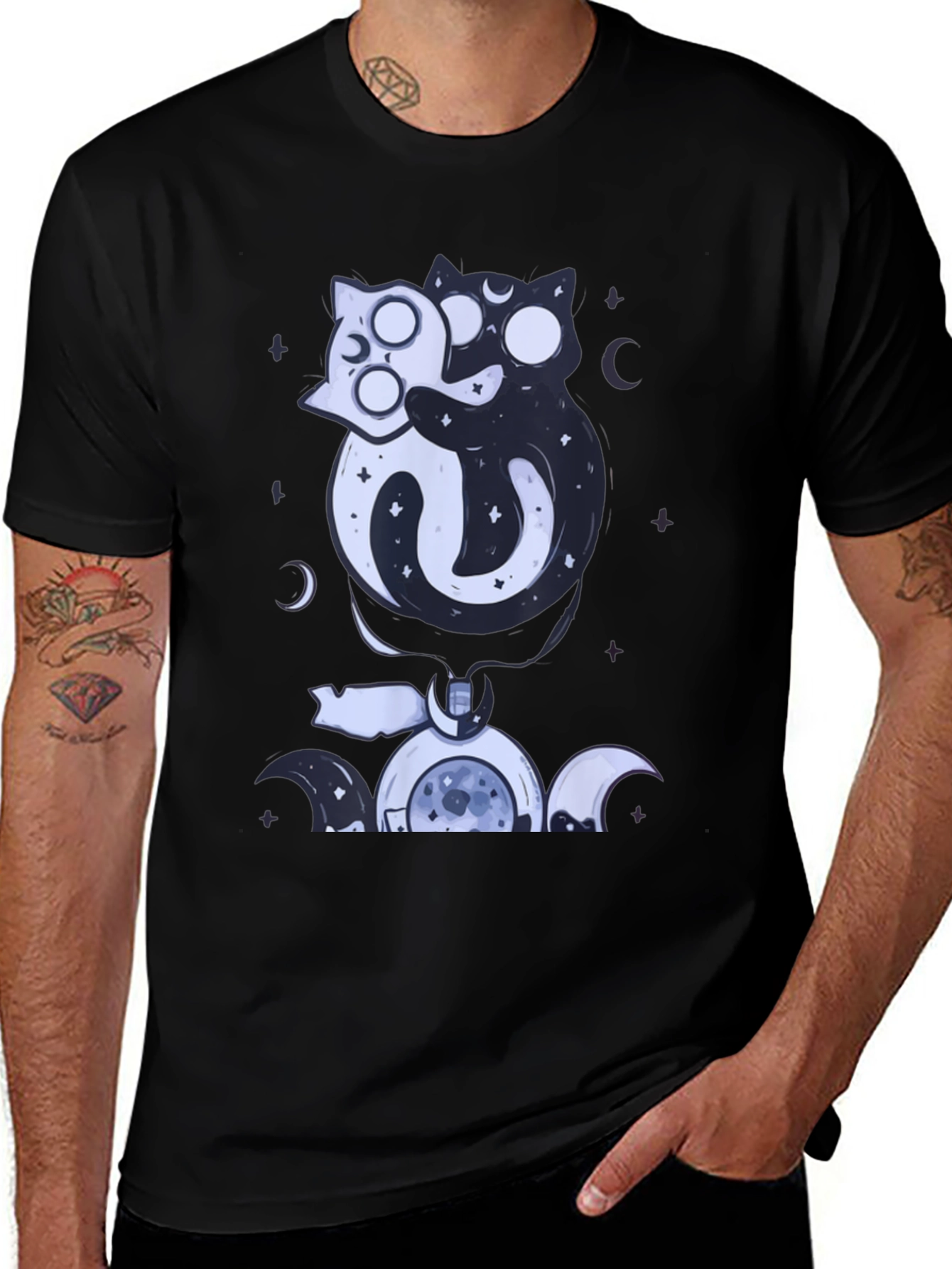 Variant 30 of Yin Yang Cats Black Graphic Tee