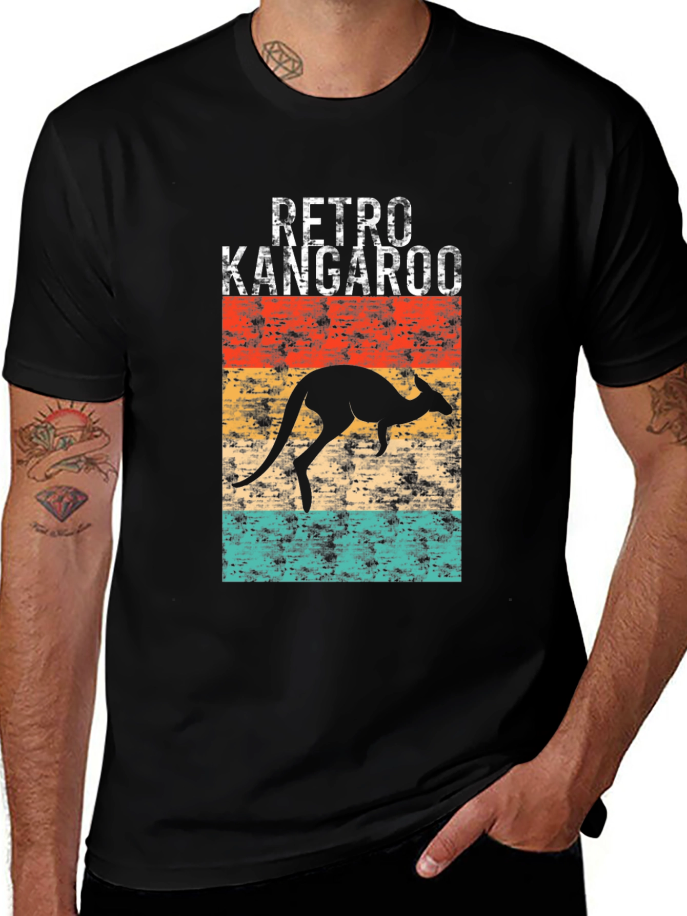 Variant 14 of Retro Kangaroo Graphic Tee - Black