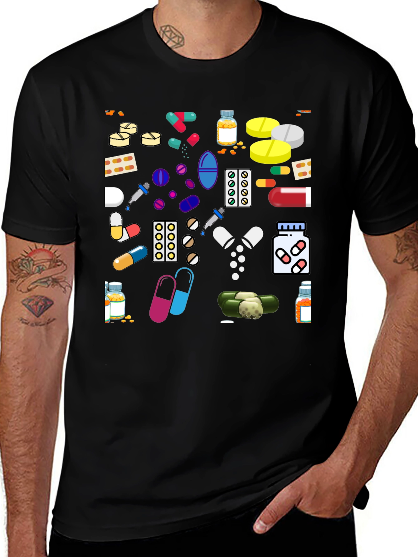 Variant 10 of Pills & Capsules Graphic Tee - Novelty Print Shirt