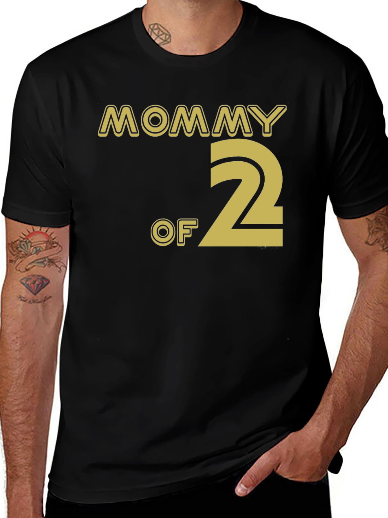 Variant 13 of Mommy of 2 Graphic Tee - Black Cotton Blend