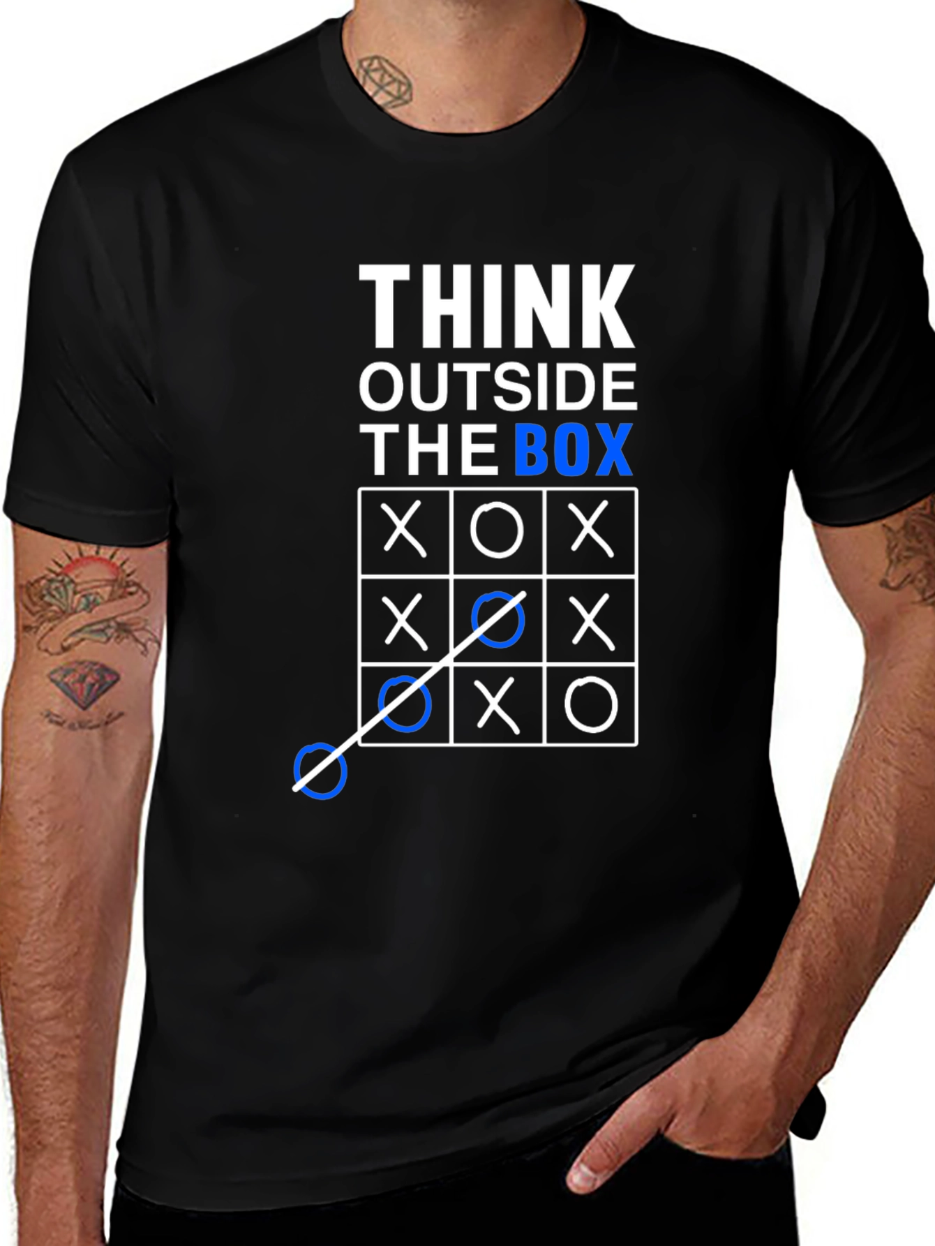 Variant 8 of Think Outside the Box T-Shirt - Tic Tac Toe Puzzle Tee