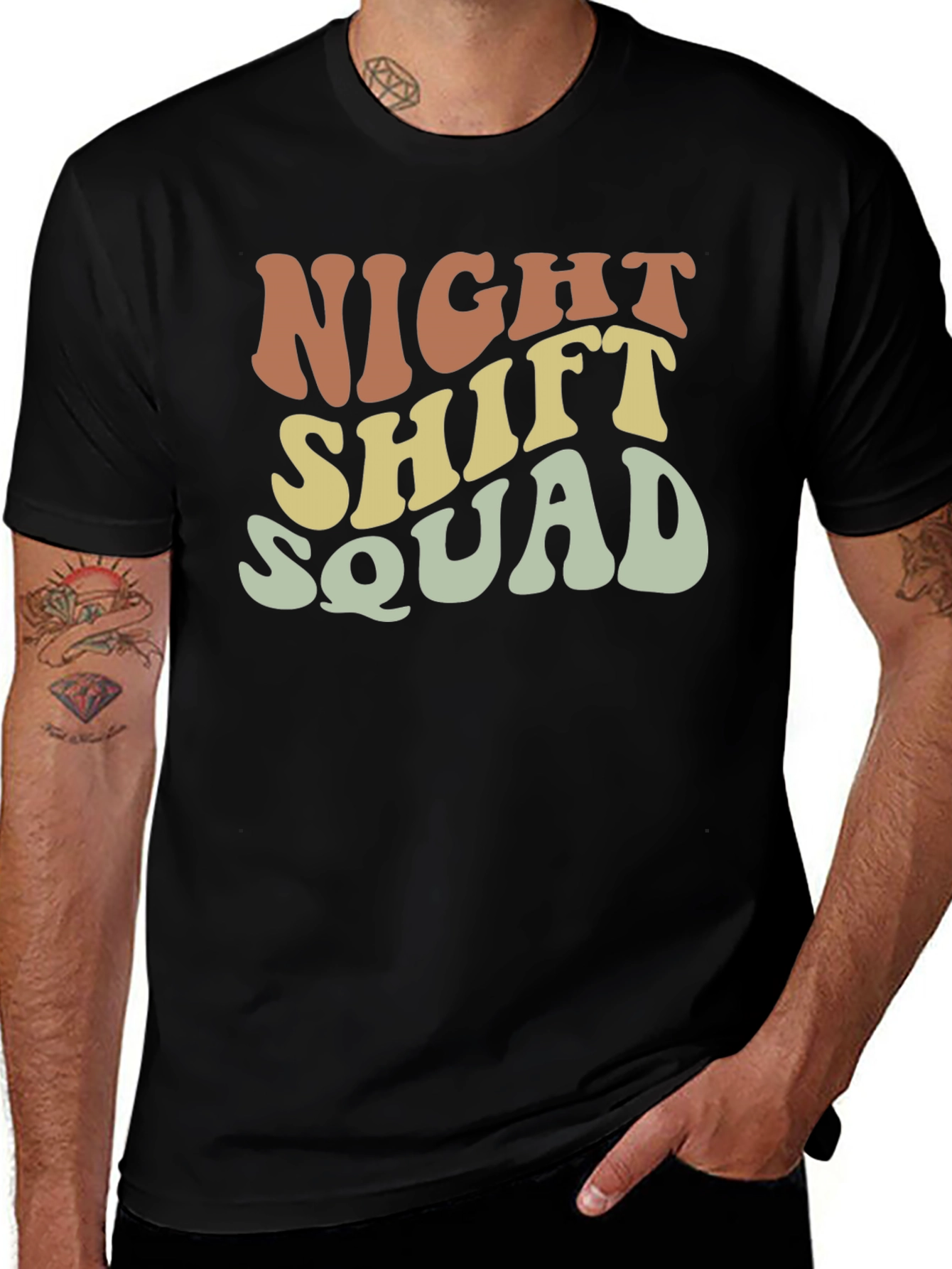 Variant 22 of Retro Night Shift Squad T-Shirt - Black