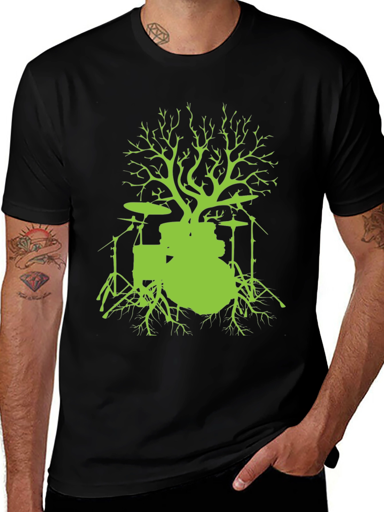 Variant 16 of Drum Tree Graphic Tee - Music Lover Shirt
