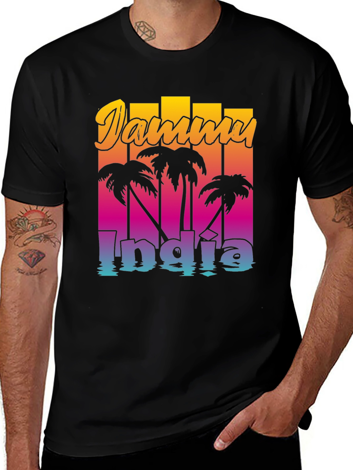 Jammu India Palm Tee - Retro Style