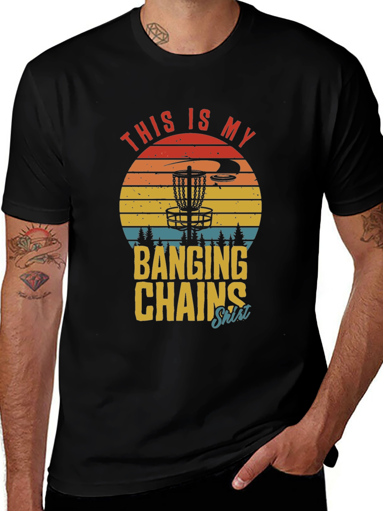 Variant 8 of Banging Chains Disc Golf T-Shirt - Retro Style