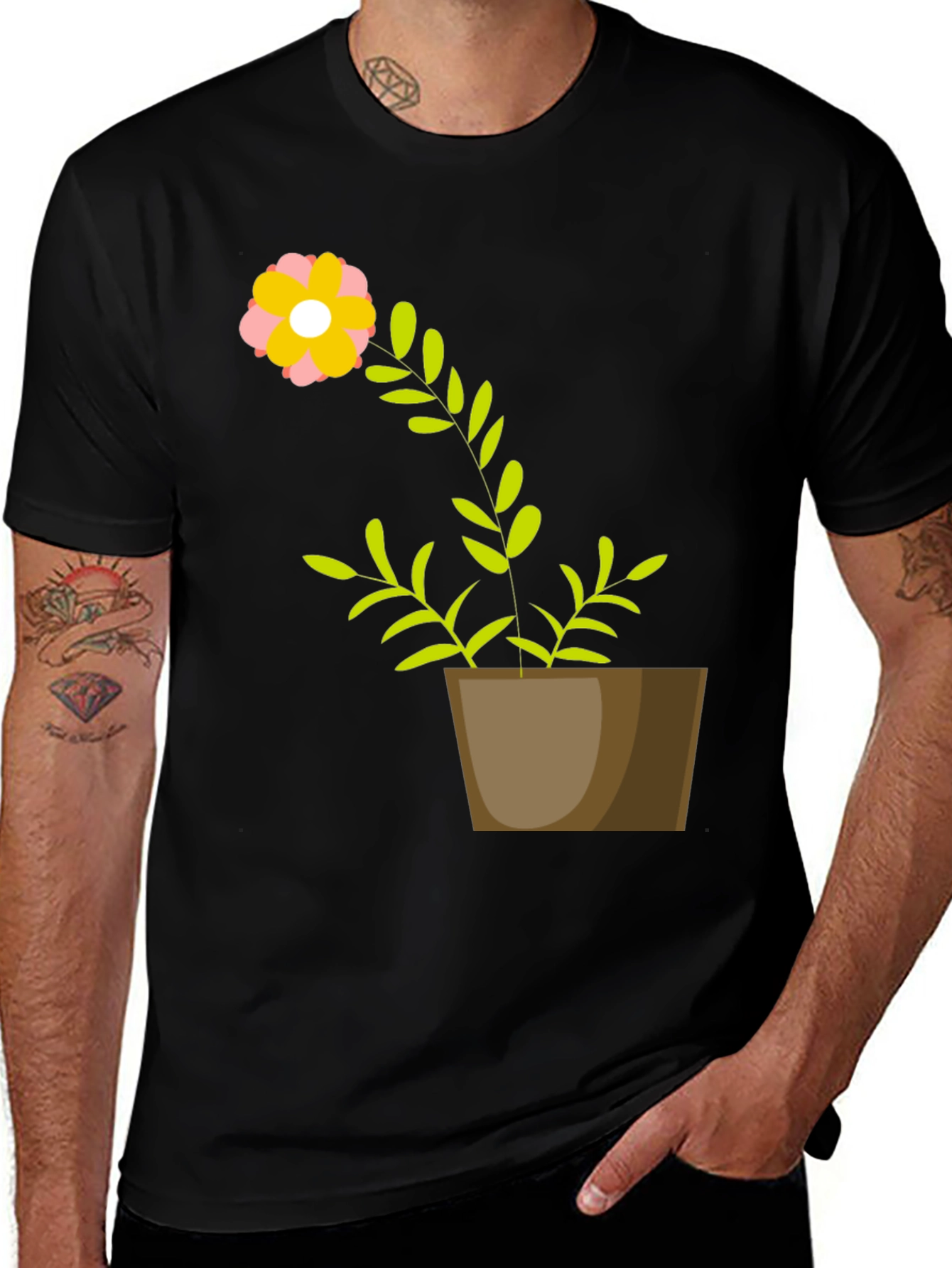 Variant 3 of Flower Pot Graphic Tee - Unique Plant Design