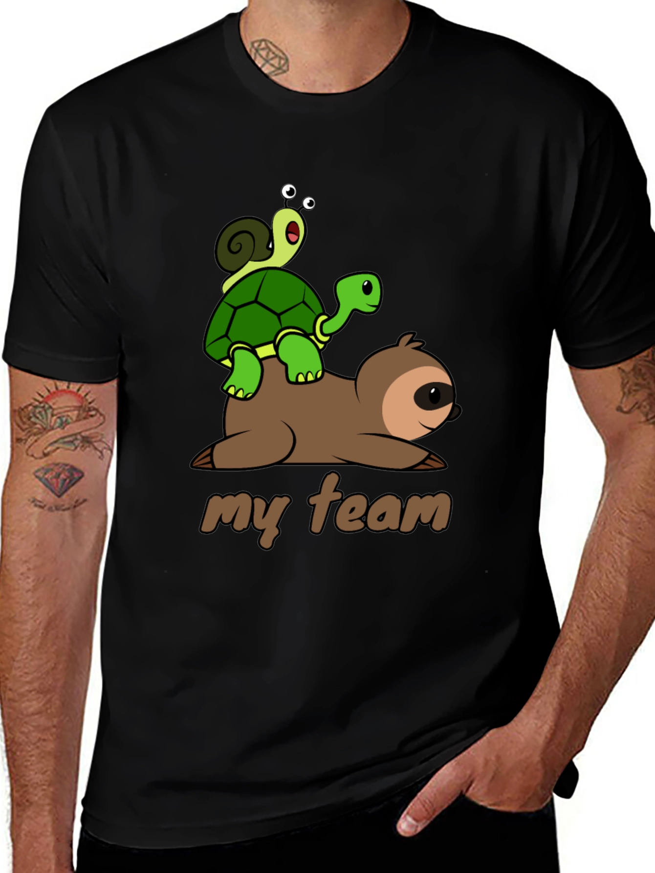 Variant 16 of Sloth Turtle Snail T-Shirt: My Team Tee