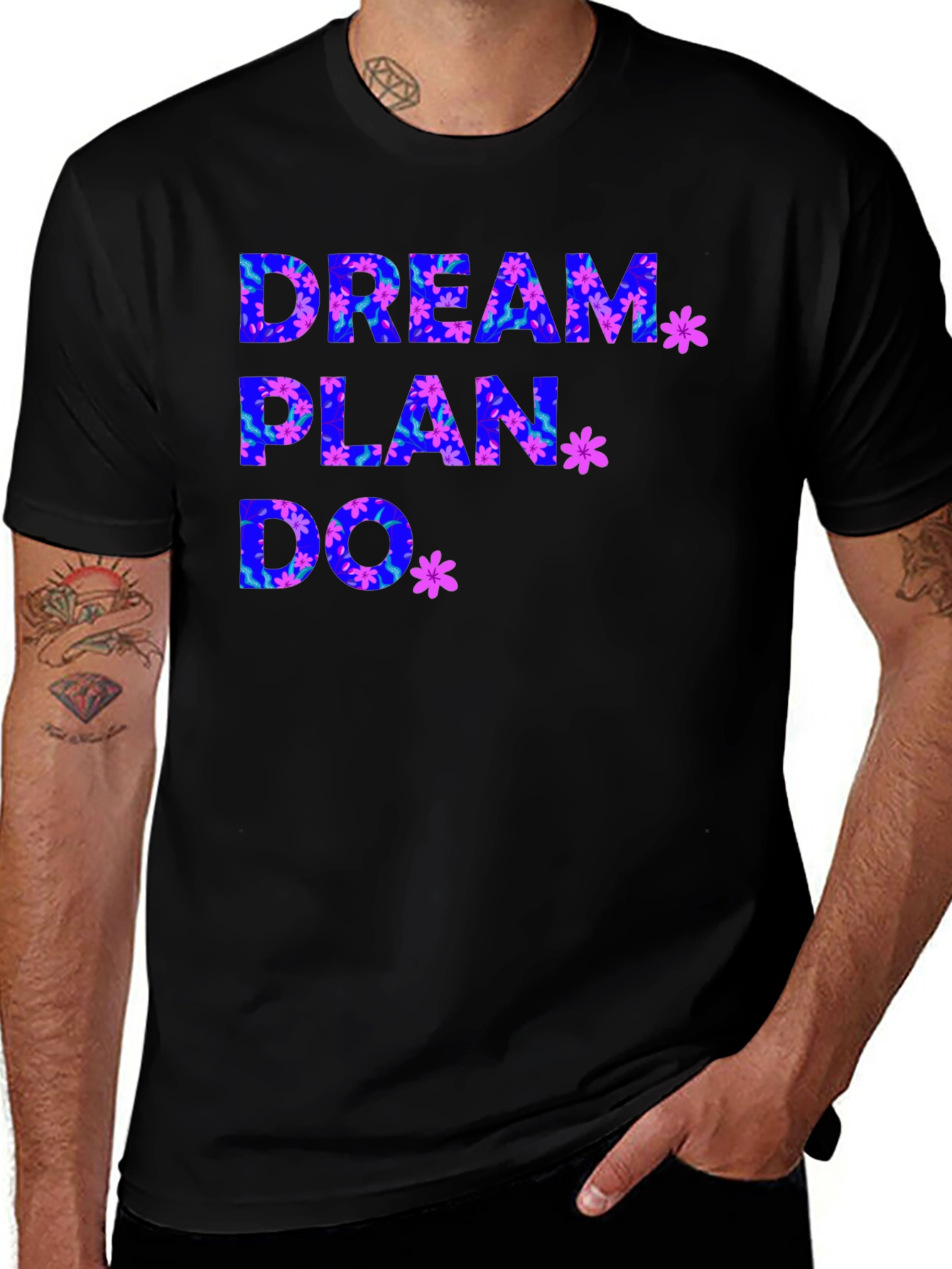Variant 23 of Dream Plan Do Floral Graphic Black T-Shirt