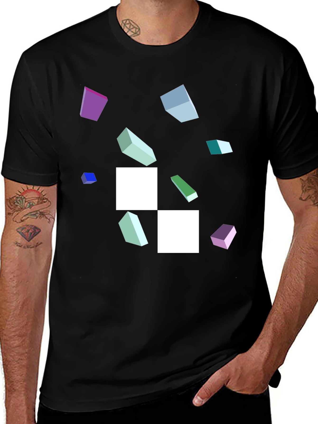 Variant 4 of Abstract Geometric Pattern Black T-Shirt