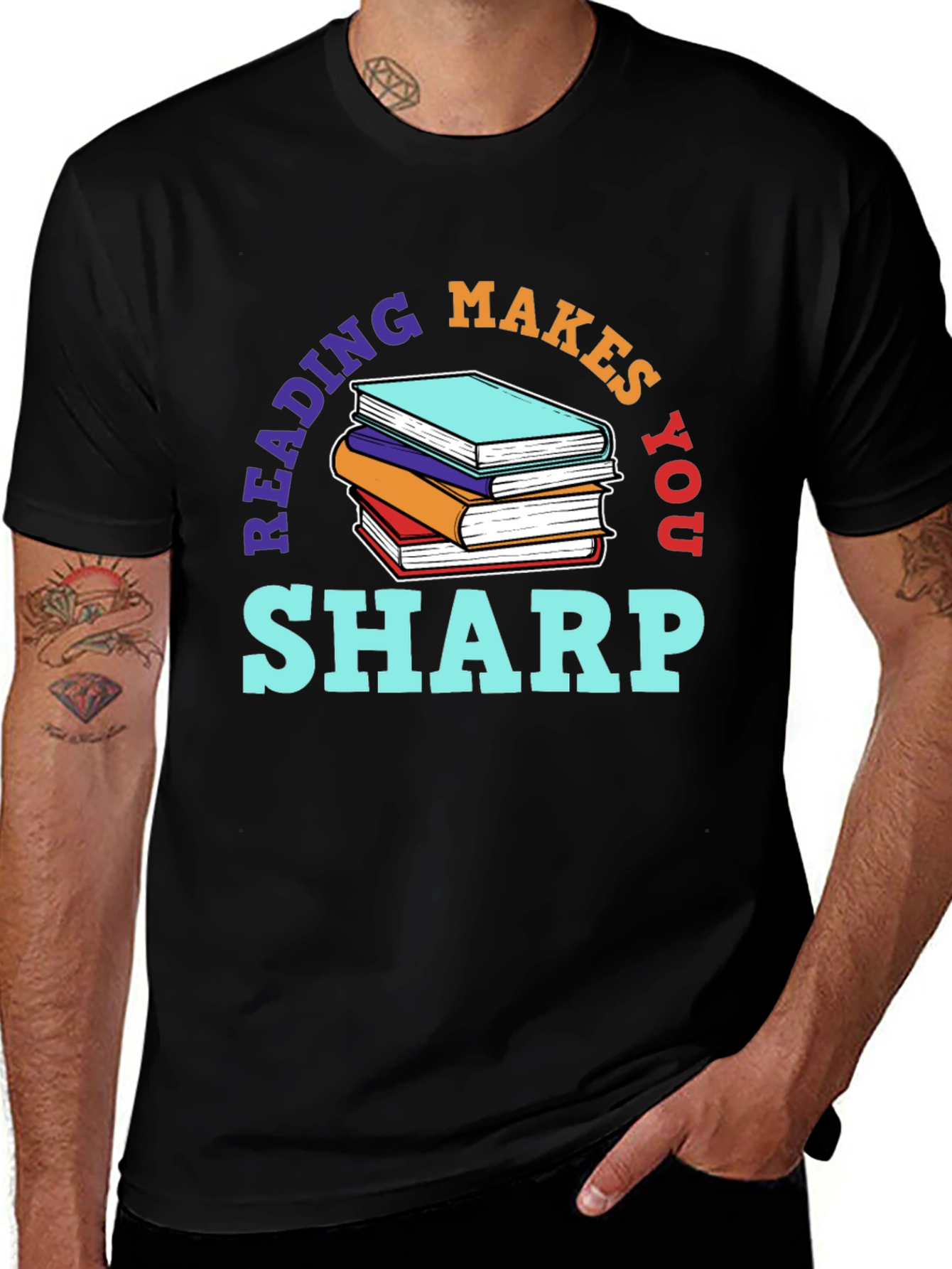 Variant 13 of Reading Makes You Sharp Black T-Shirt