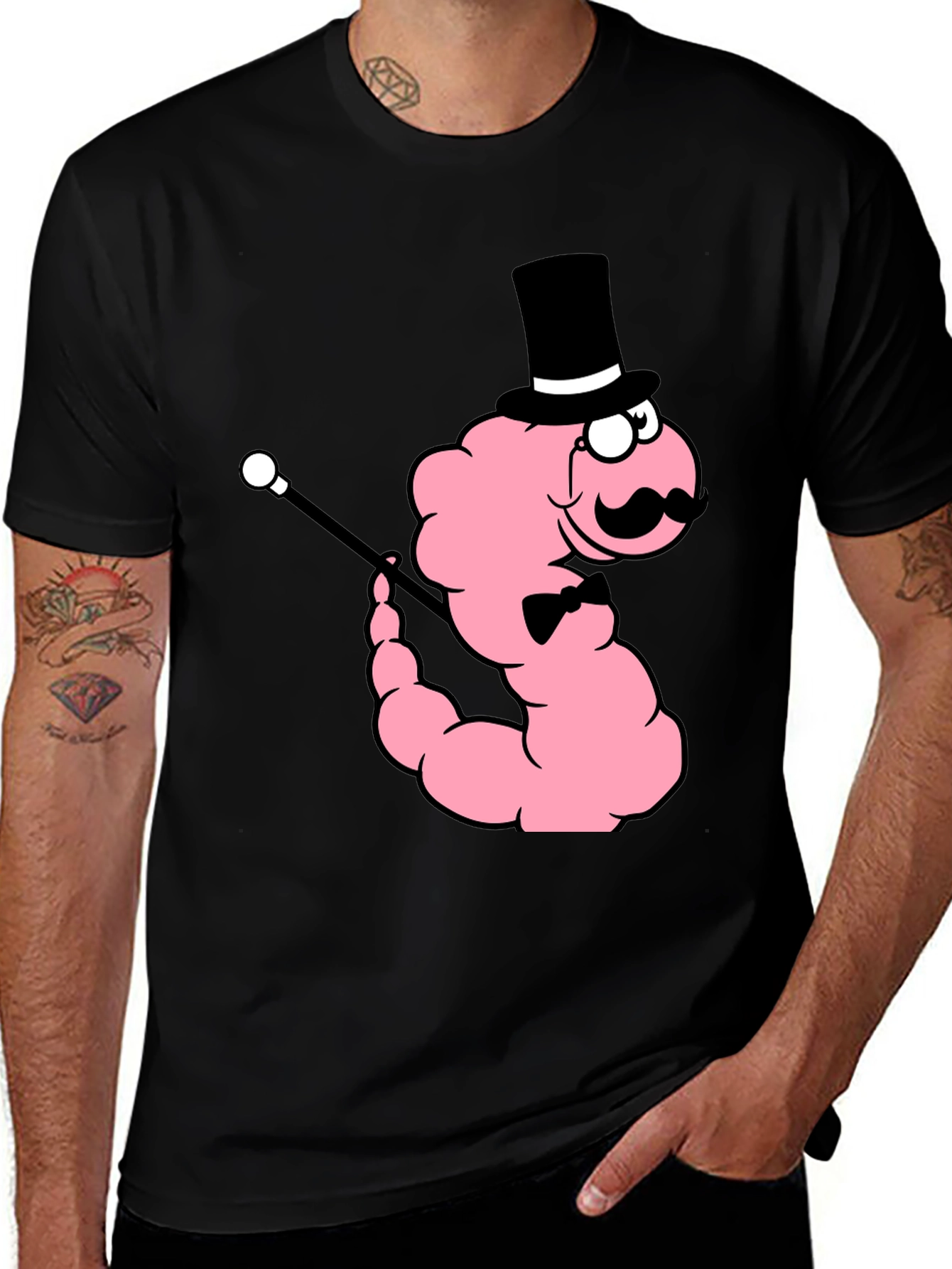 Variant 20 of Dapper Worm Graphic Tee - Novelty Cartoon Shirt