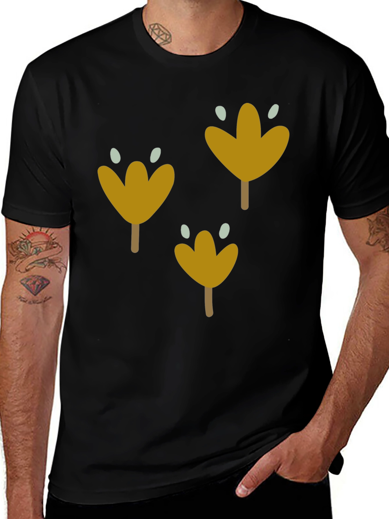 Variant 6 of Floral Graphic Tee - Casual Black T-Shirt
