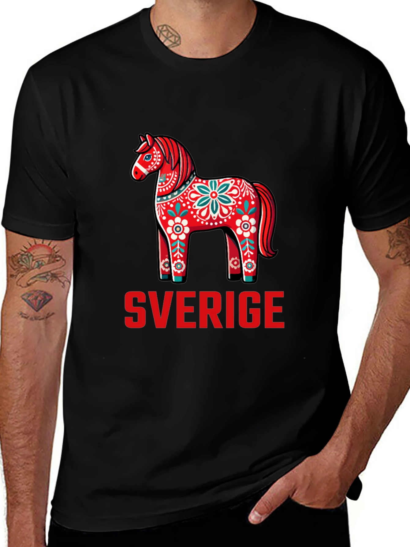 Sweden Dala Horse T-Shirt - Sverige Graphic Tee