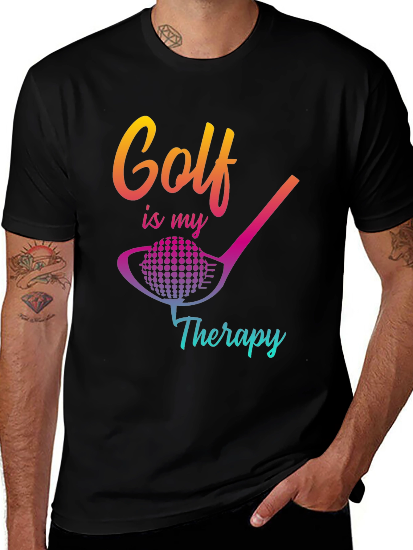 Variant 12 of Golf Therapy Graphic Tee - Men's Black T-Shirt