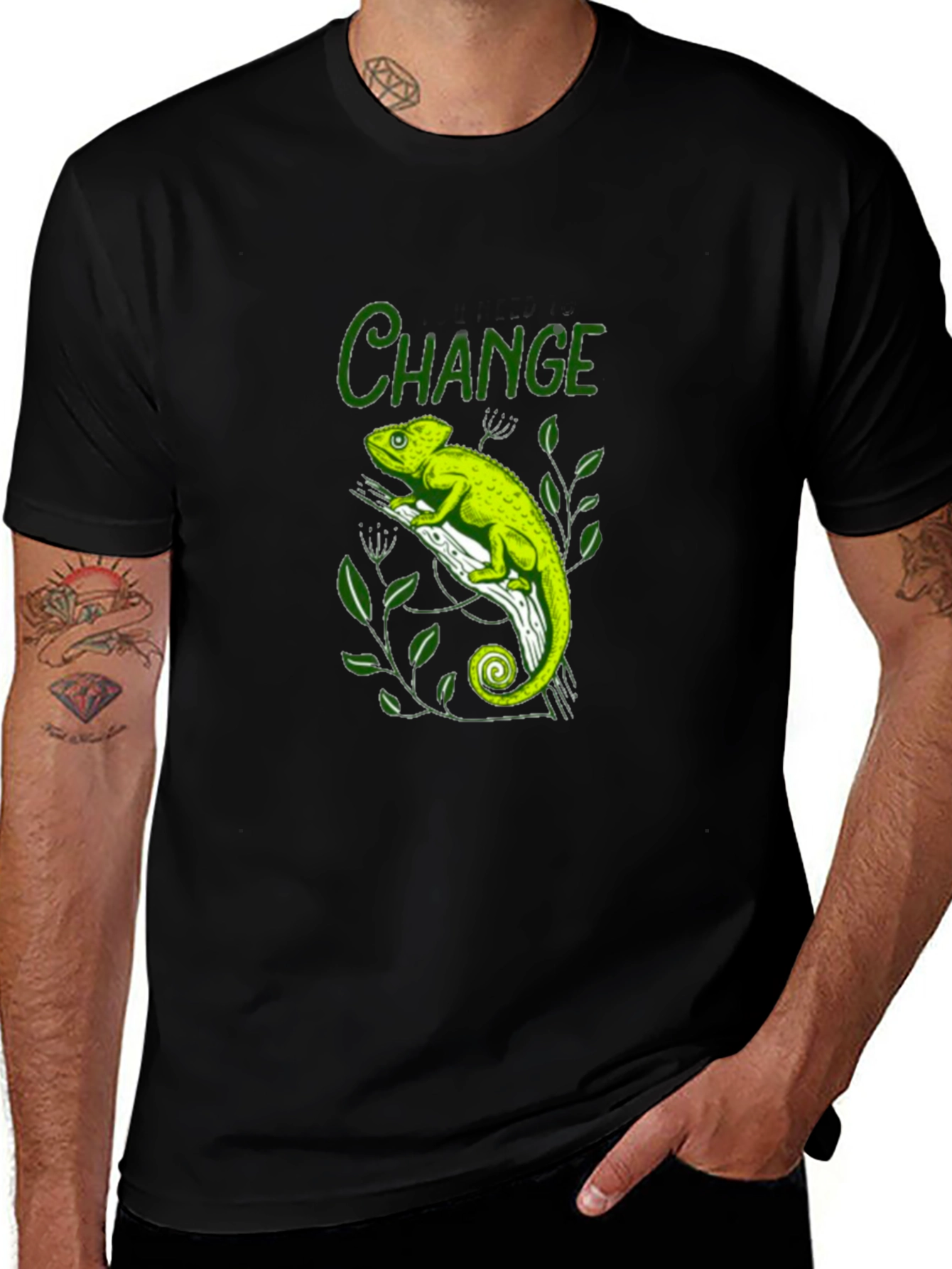 Variant 16 of Change Chameleon Graphic Tee - Black T-Shirt