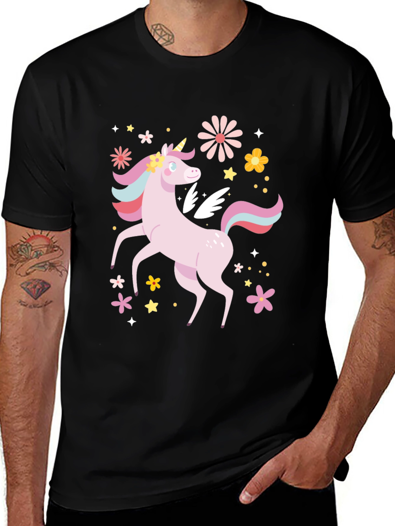 Variant 12 of Unicorn Graphic Tee - Black Cotton Comfort
