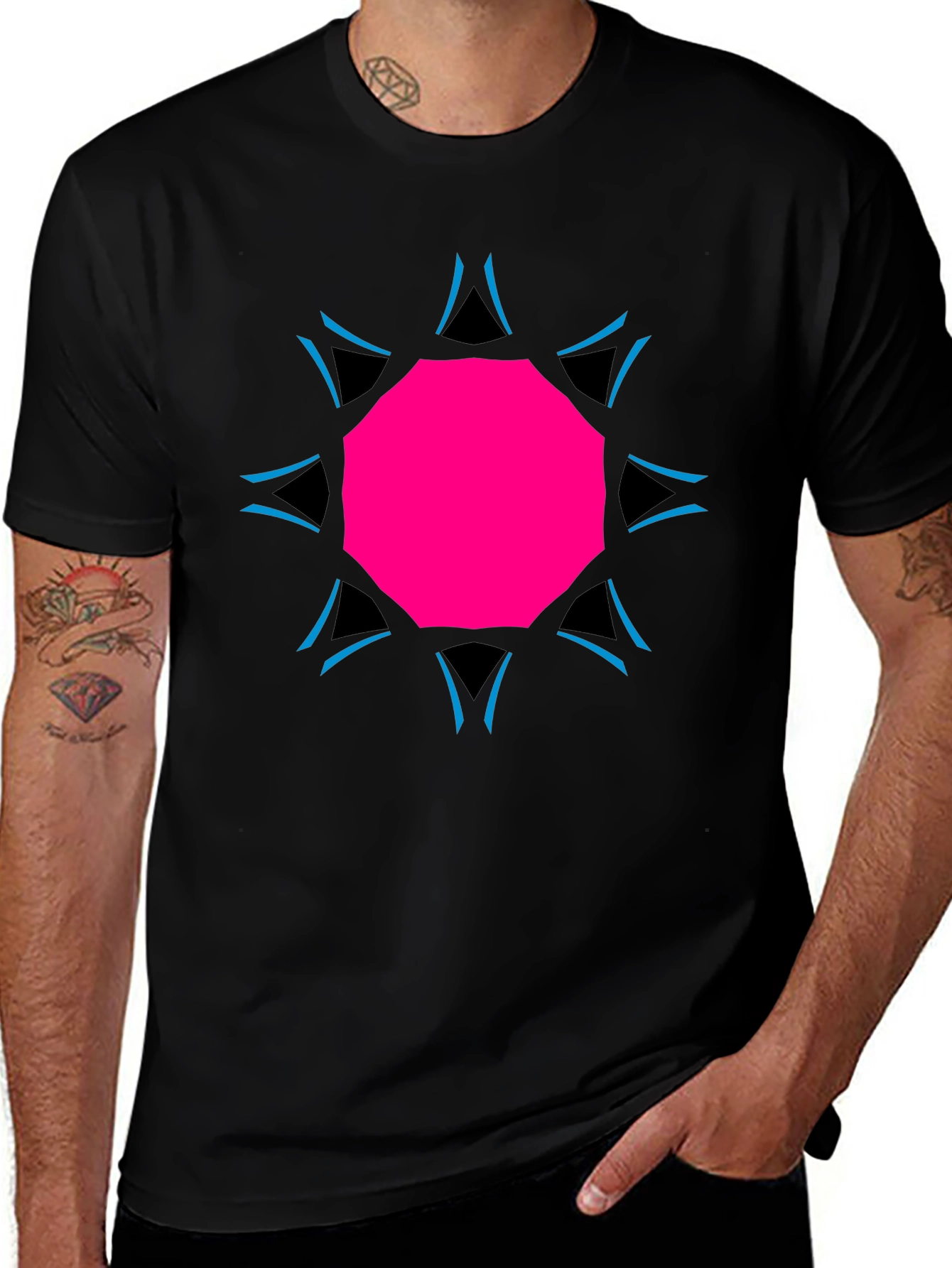 Variant 8 of Geometric Print Black Tee