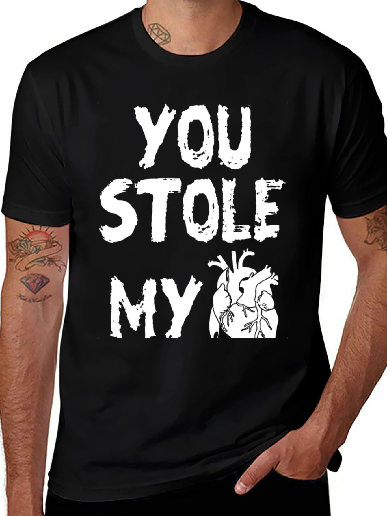Variant 26 of You Stole My Heart Graphic Tee - Black