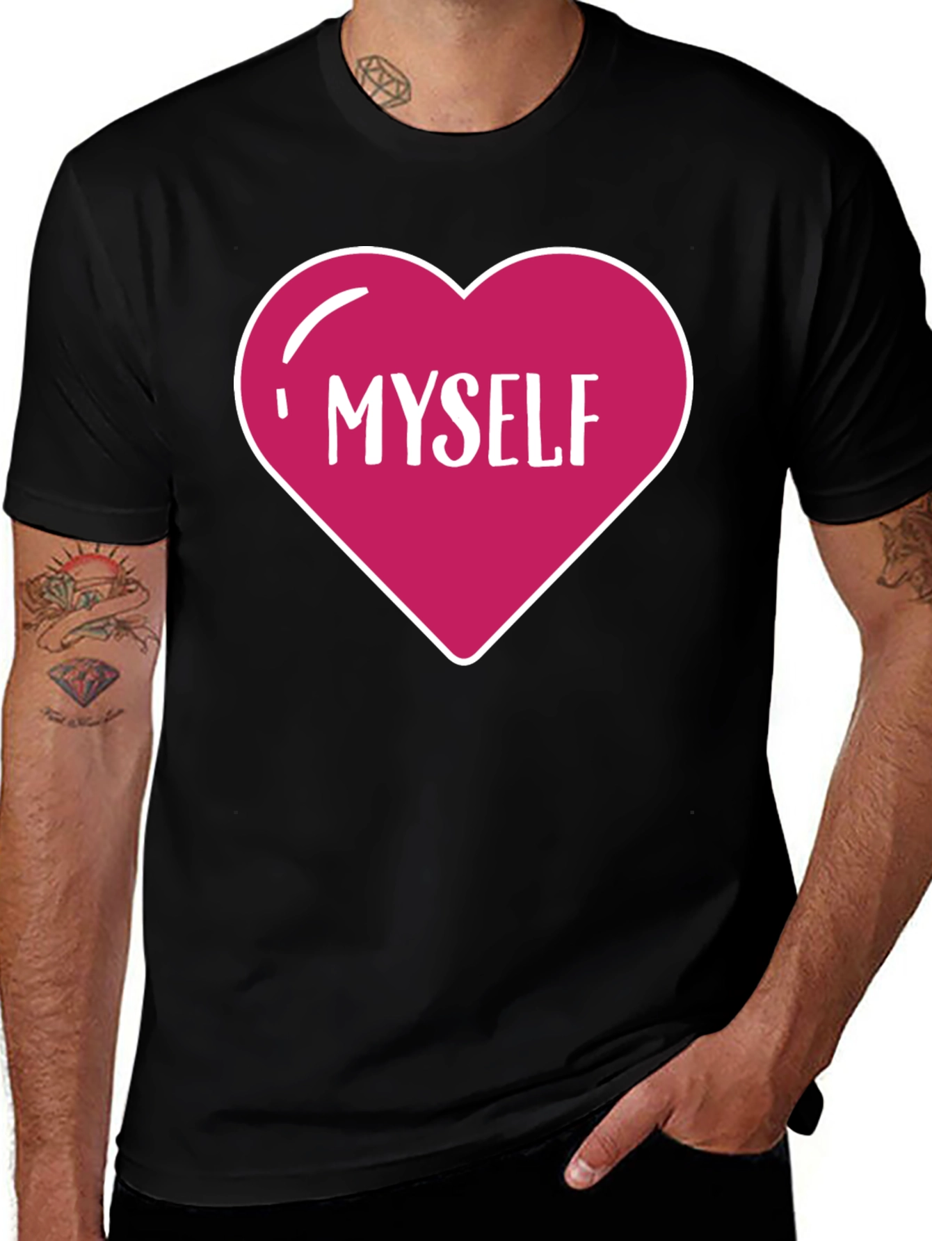 Variant 18 of I Love Myself Heart Graphic Black T-Shirt