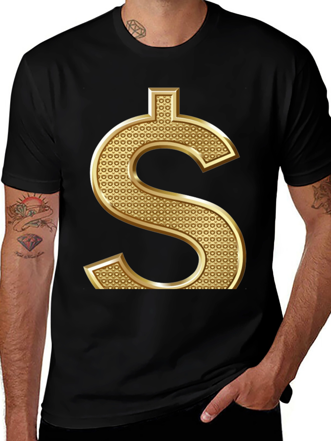 Variant 6 of Golden Dollar Sign Black T-Shirt