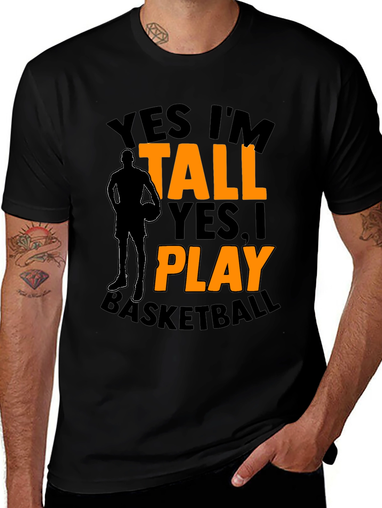 Variant 21 of Tall Basketball Player Black T-Shirt