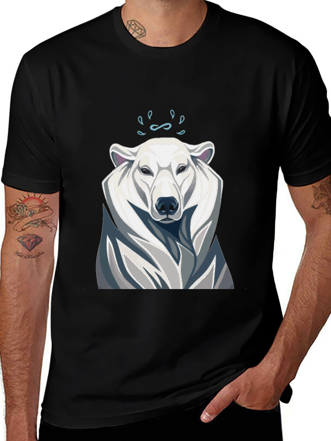 Variant 9 of Cool Polar Bear Graphic Black T-Shirt