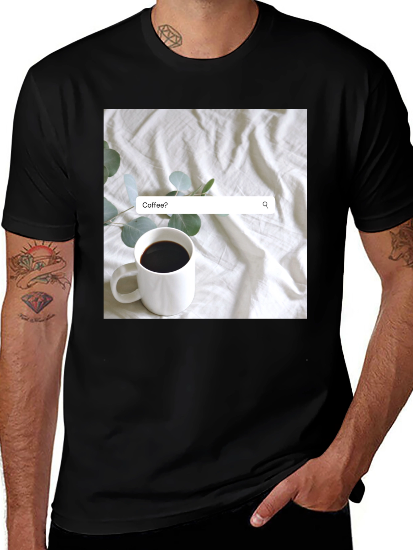 Variant 17 of Coffee Search T-Shirt - Casual Black Tee