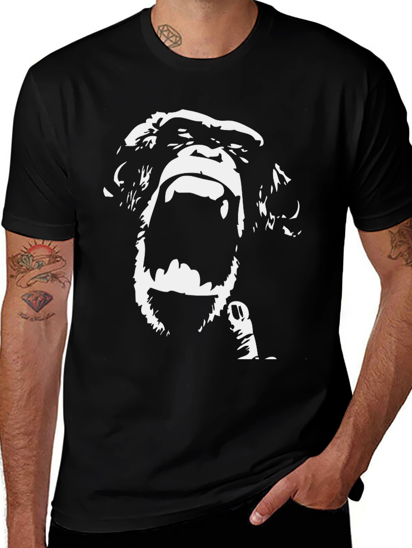 Bold Chimpanzee Graphic Tee - Classic Black Cotton T-Shirt