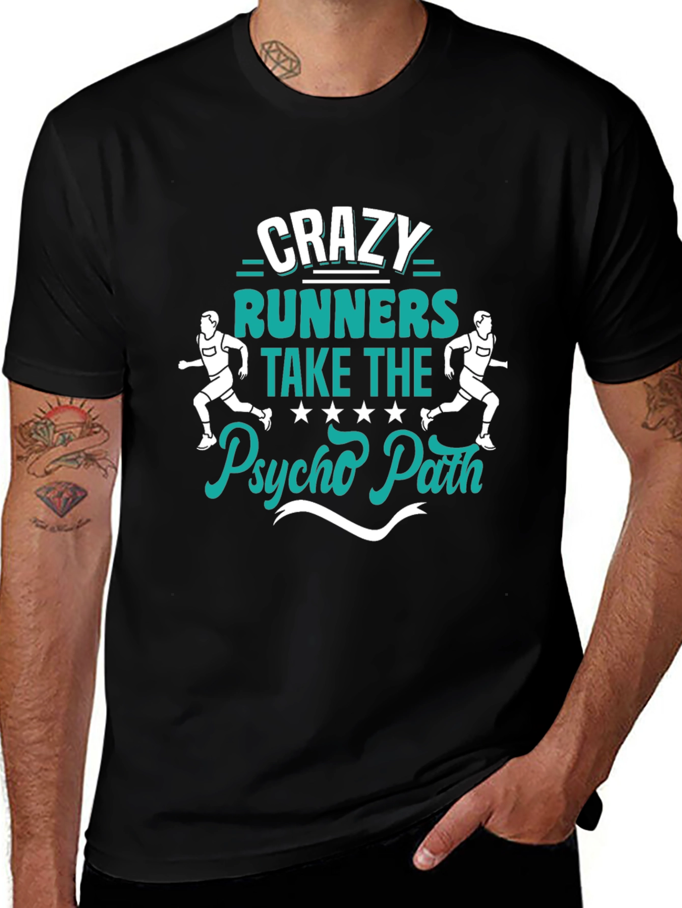 Variant 17 of Crazy Runners Psycho Path Black Graphic Tee