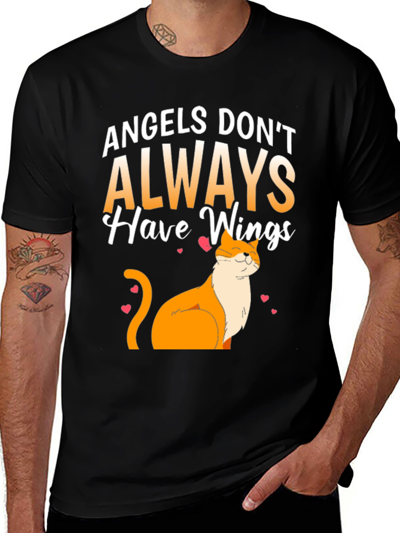 Variant 24 of Angels Don't Always Have Wings Cat Lover T-Shirt