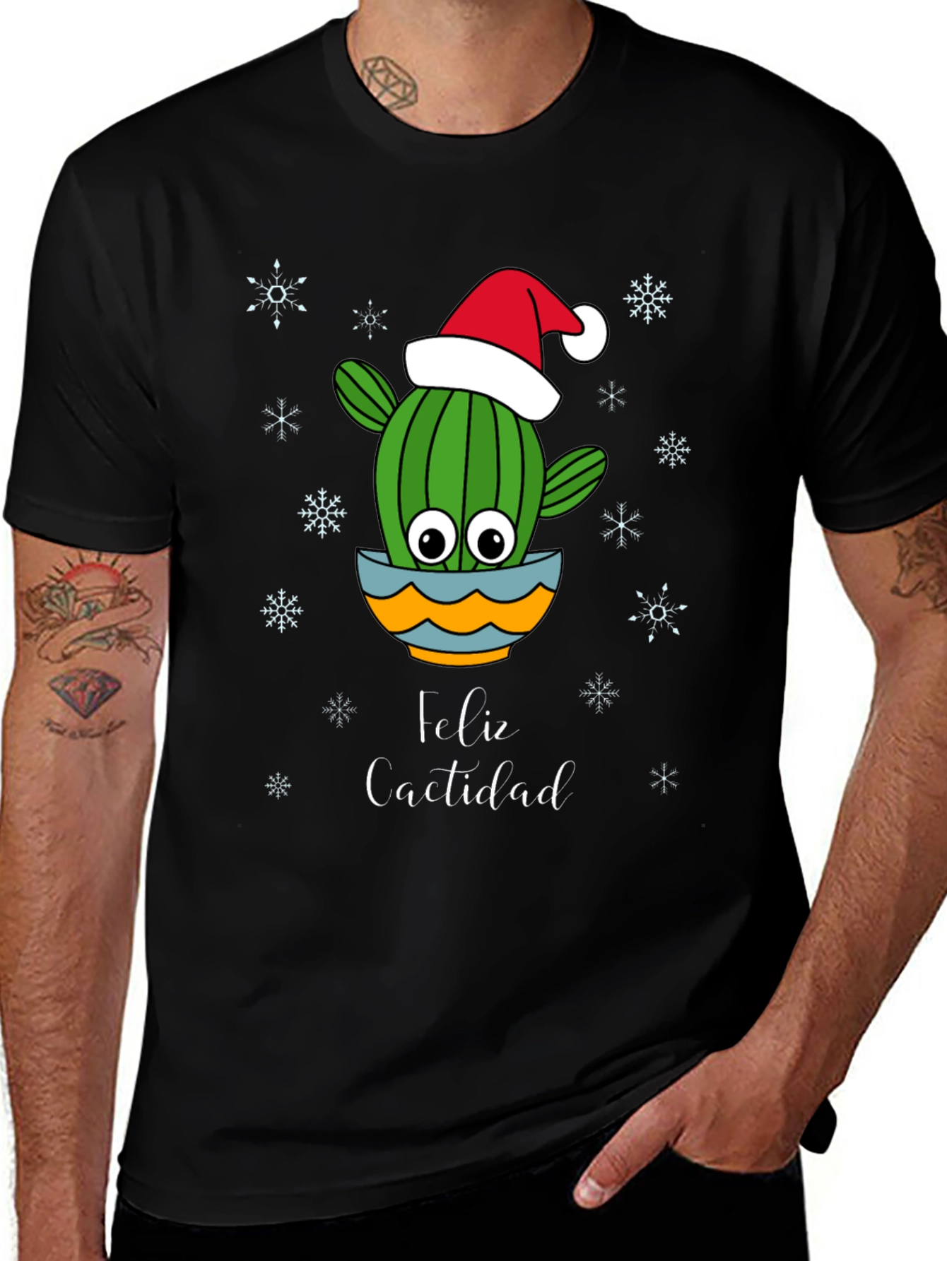 Black Feliz Cactidad Cactus Christmas Holiday Shirt main image