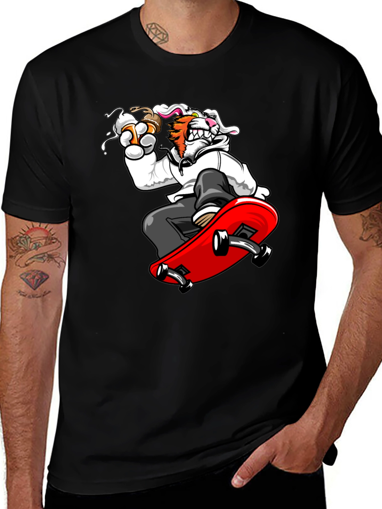 Variant 16 of Skateboarding Tiger Graphic Tee