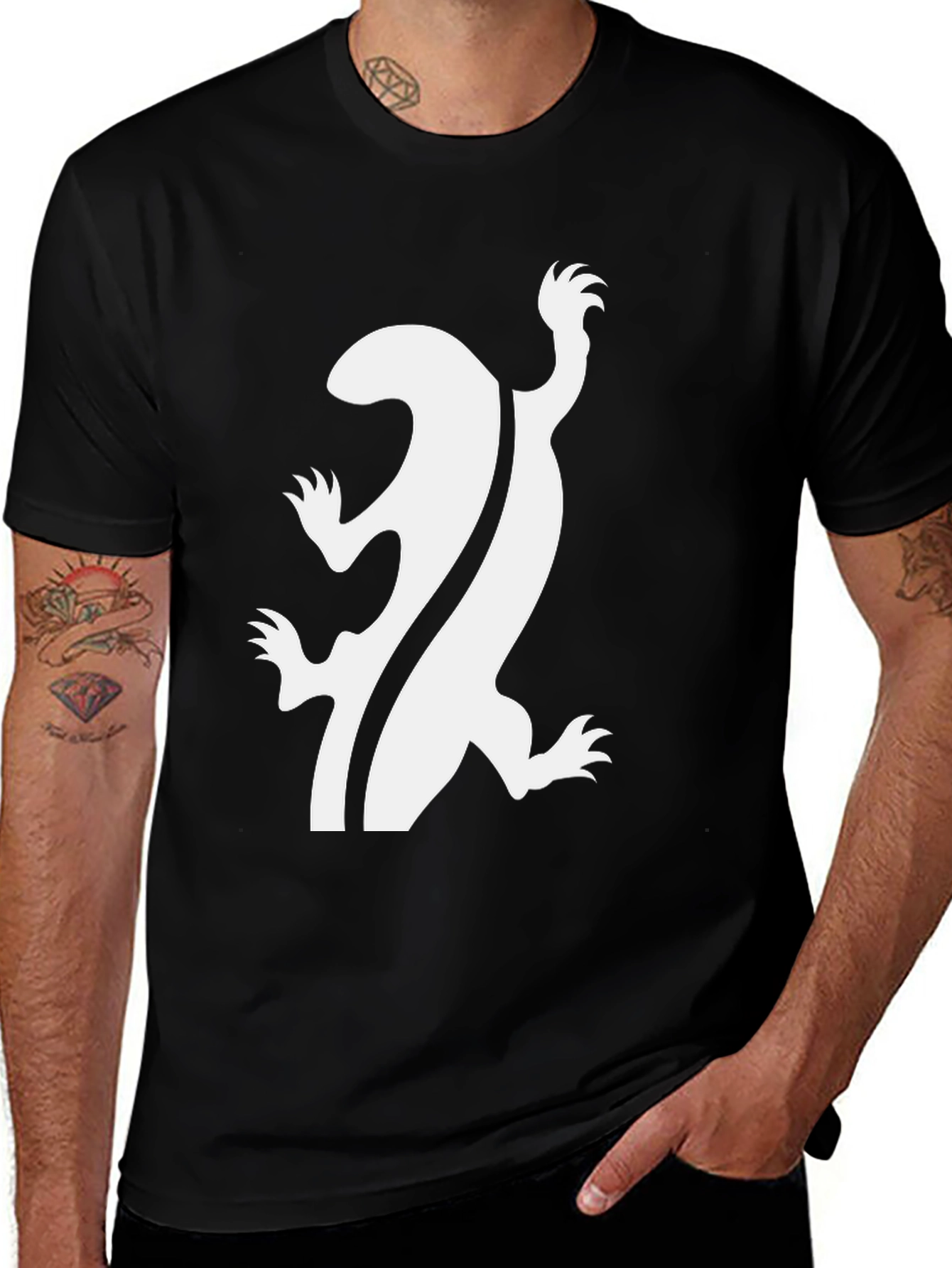 Variant 16 of Lizard Graphic Black T-Shirt - Cool Unique Design