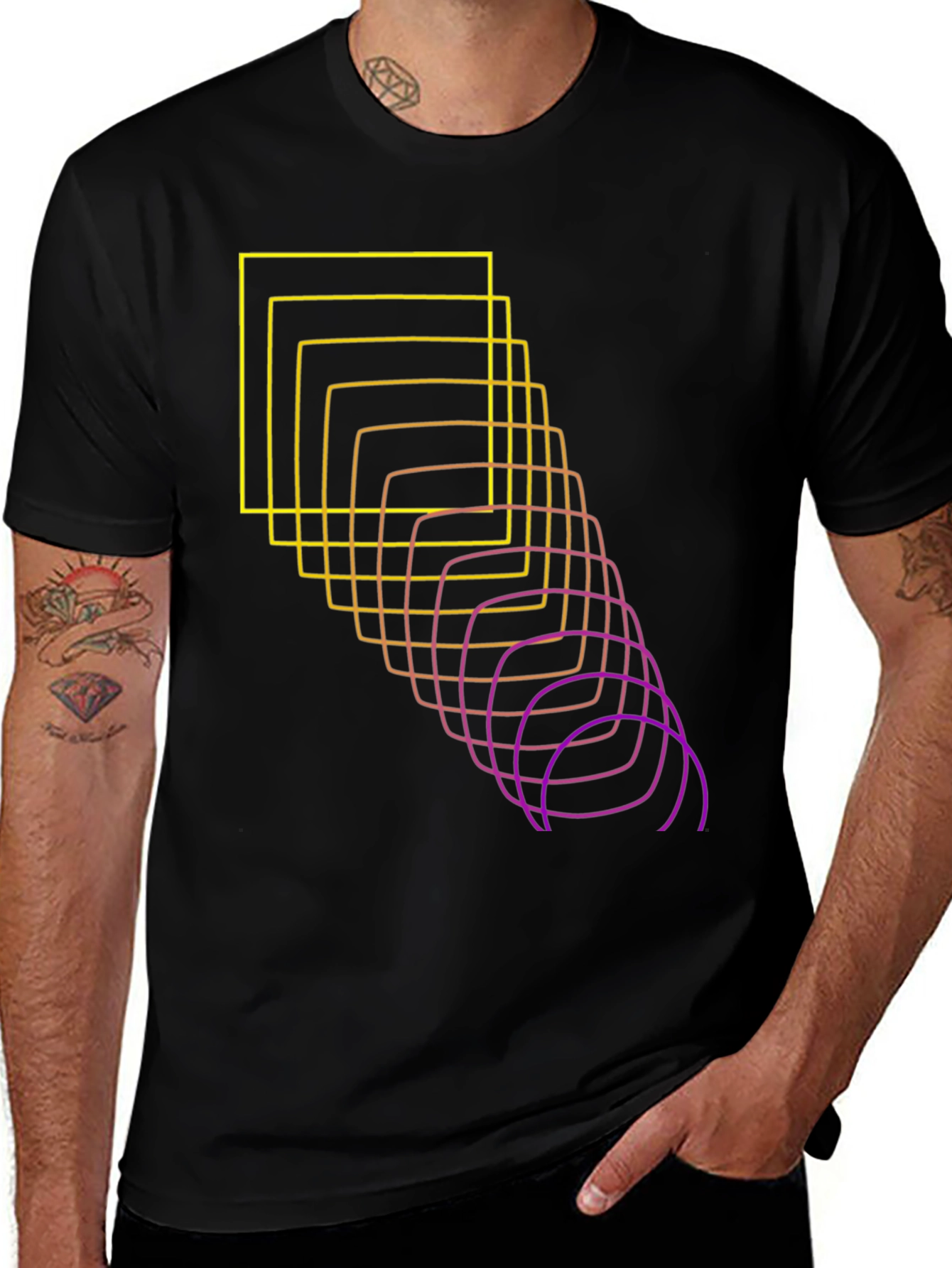 Variant 5 of Abstract Squares Graphic Tee - Black