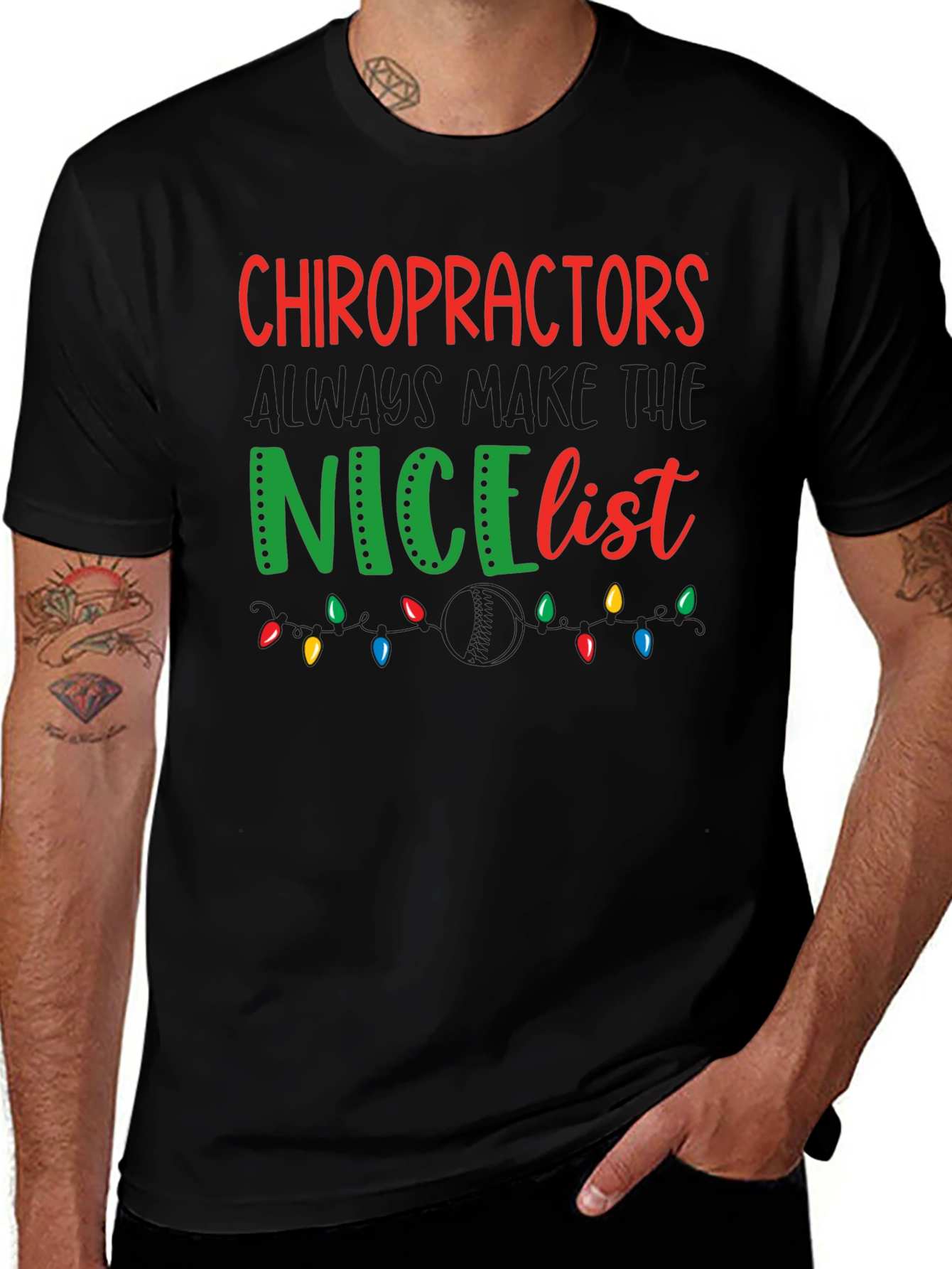 Chiropractor Christmas T-Shirt - Nice List Tee