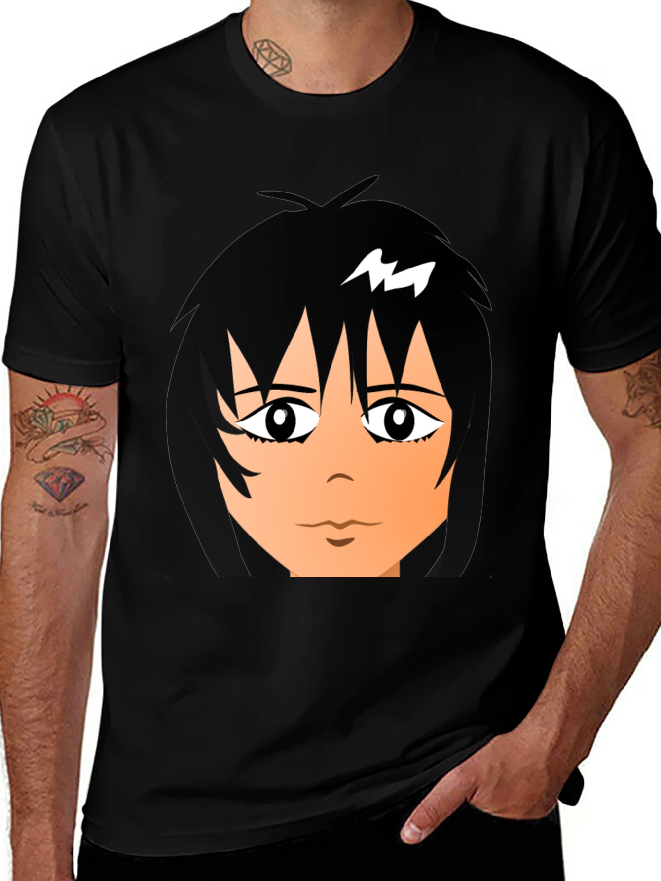 Variant 10 of Anime Style Graphic Tee - Black Cotton Blend
