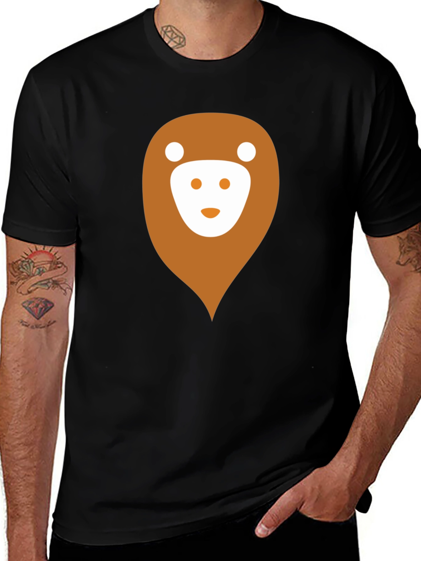 Variant 14 of Men's Black T-Shirt with Monkey Logo