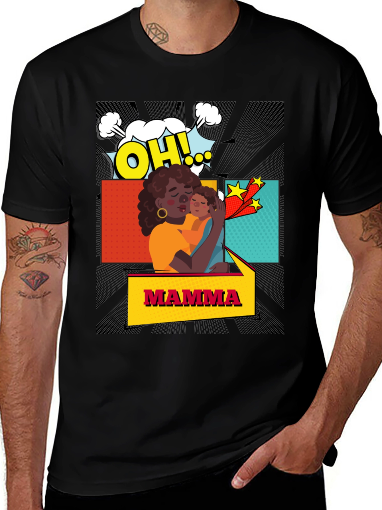 Variant 3 of Mama Graphic Tee - Black Cotton Blend Shirt
