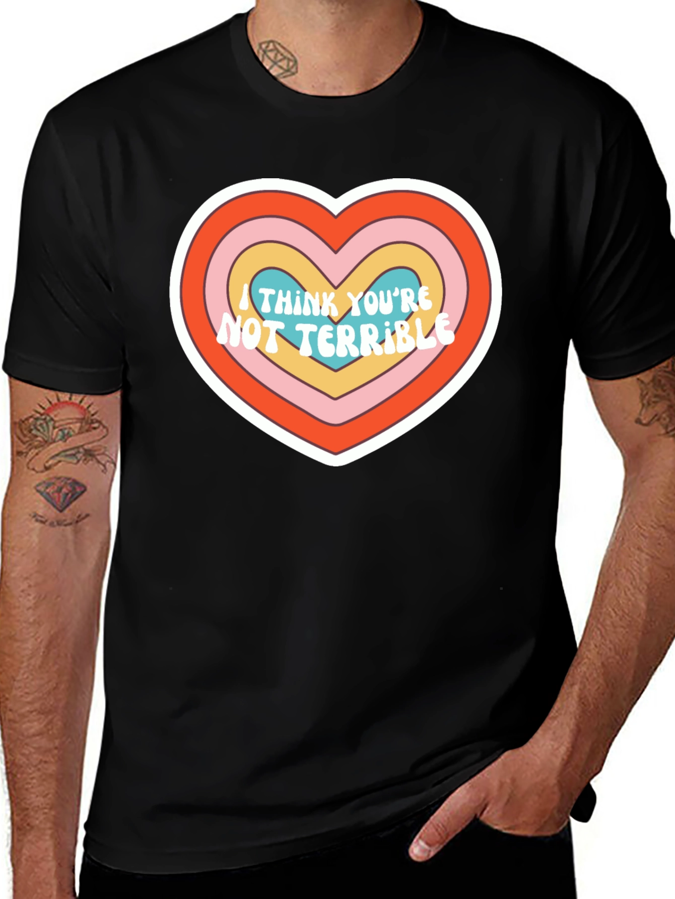Variant 10 of Retro Heart Graphic Tee - 'Not Terrible' Humor T-Shirt