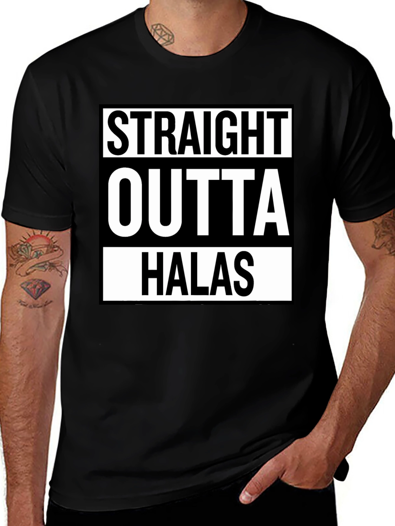 Black Straight Outta Halas Black T-Shirt main image
