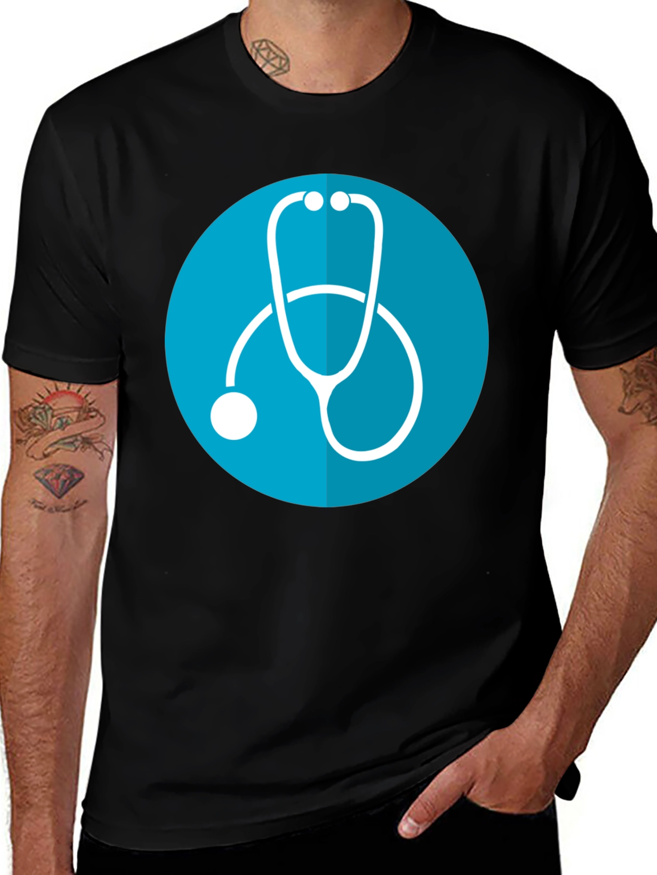 Variant 11 of Stethoscope Graphic Tee - Medical Profession Pride