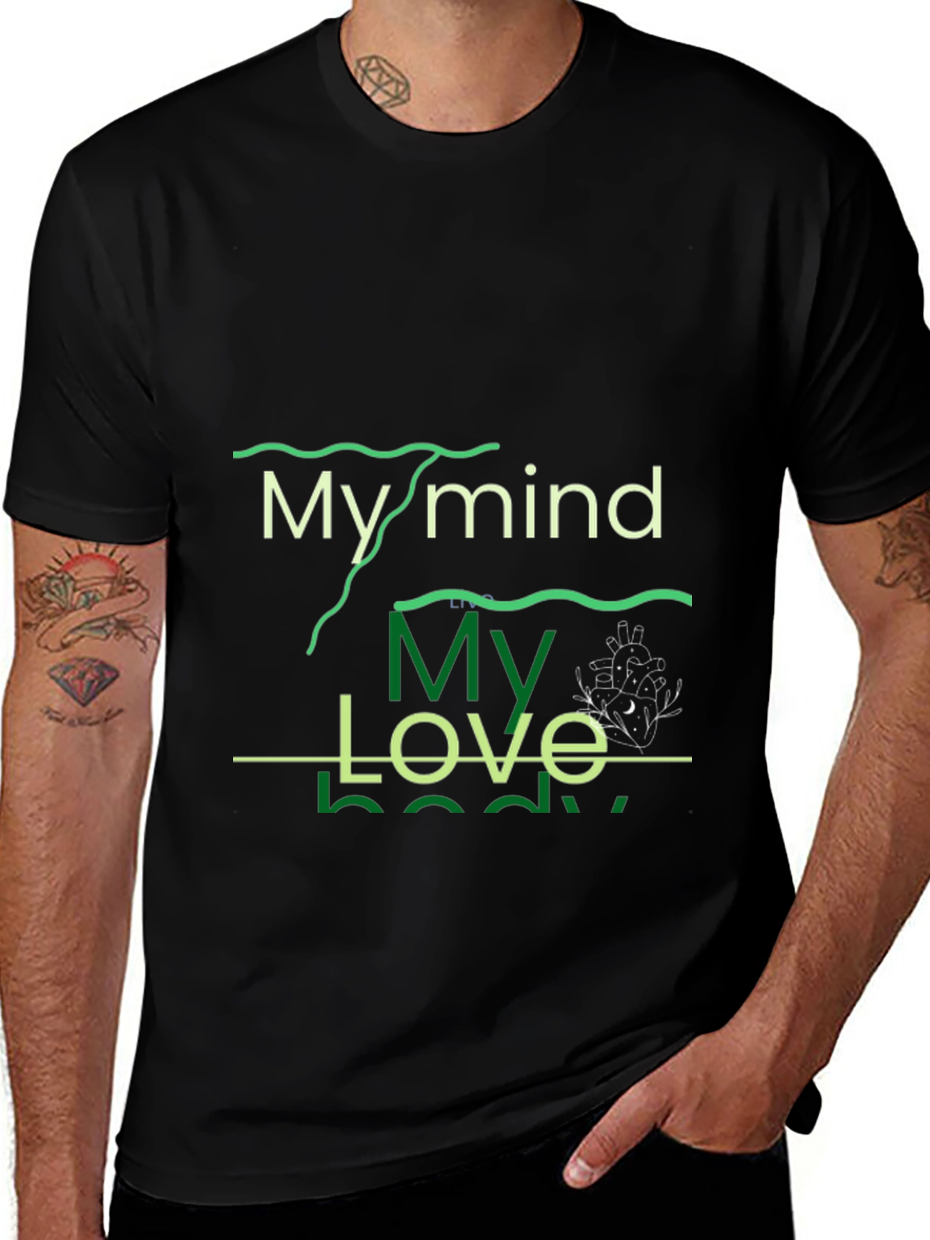 Variant 11 of Mind, Love, Body Graphic Tee - Black
