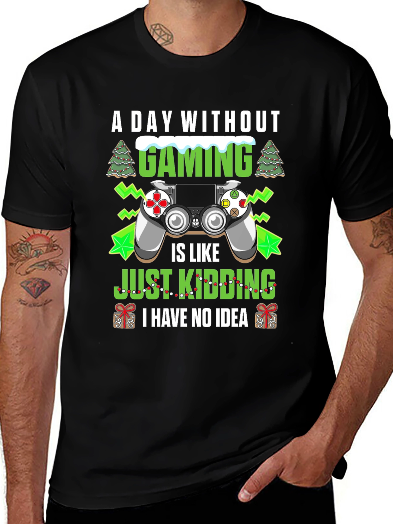 Variant 28 of A Day Without Gaming Black Graphic Tee