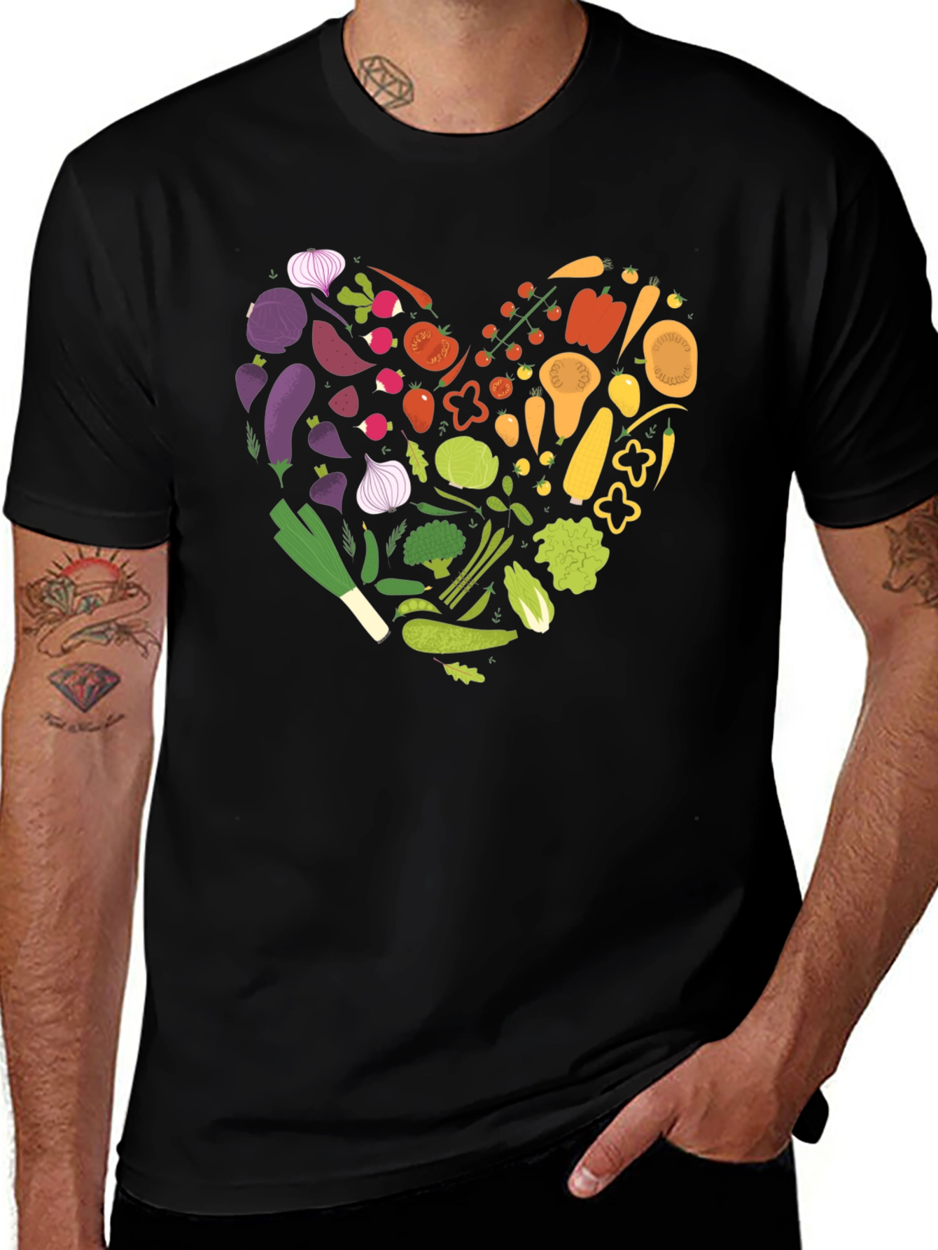 Variant 18 of Veggie Heart Graphic Tee - Black Unisex T-Shirt
