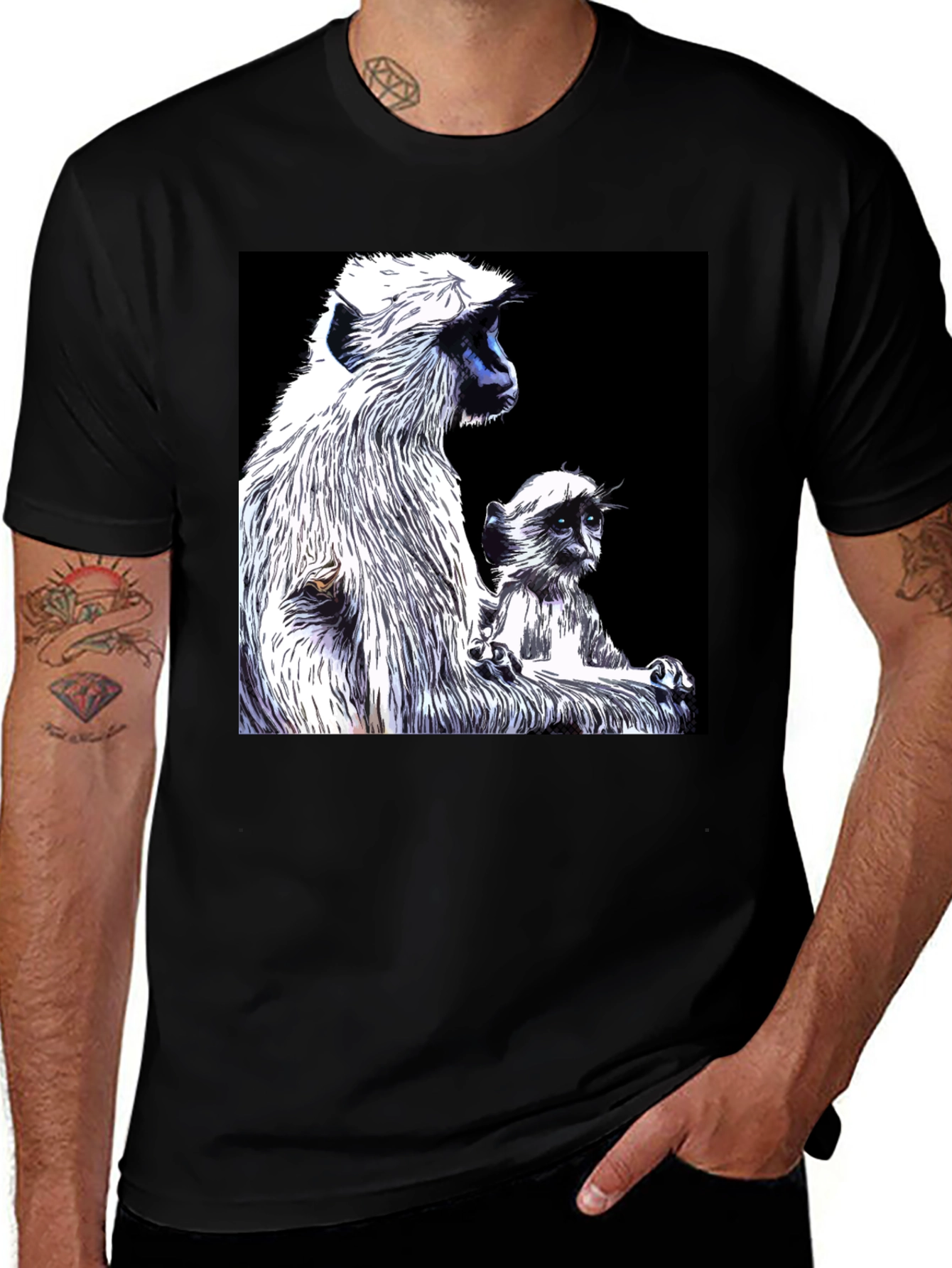 Variant 29 of Monkey Graphic Black T-Shirt - Men's Casual Tee